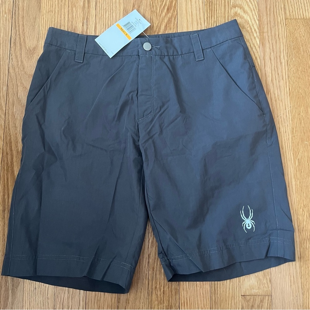 Spyder Men’s Charcoal Gray Performance Flat-Front Shorts - Small